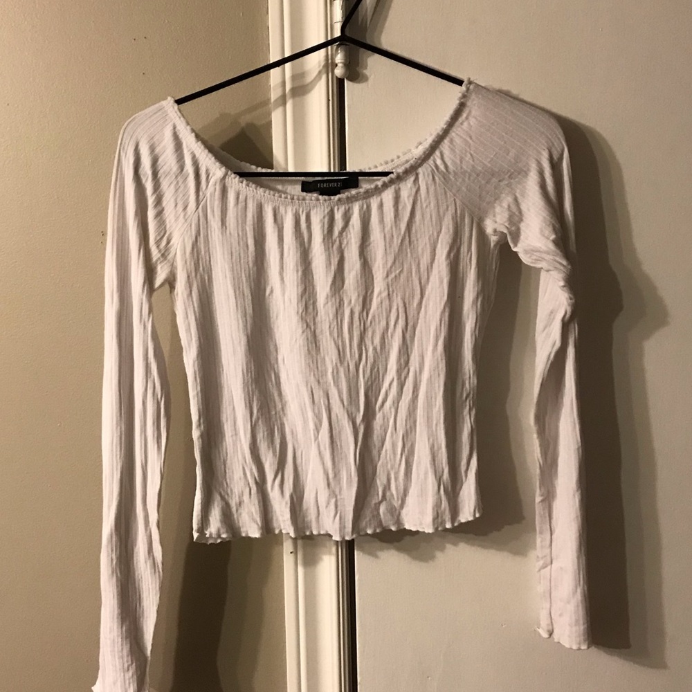 3/$25 Off the shoulder white long sleeve shirt